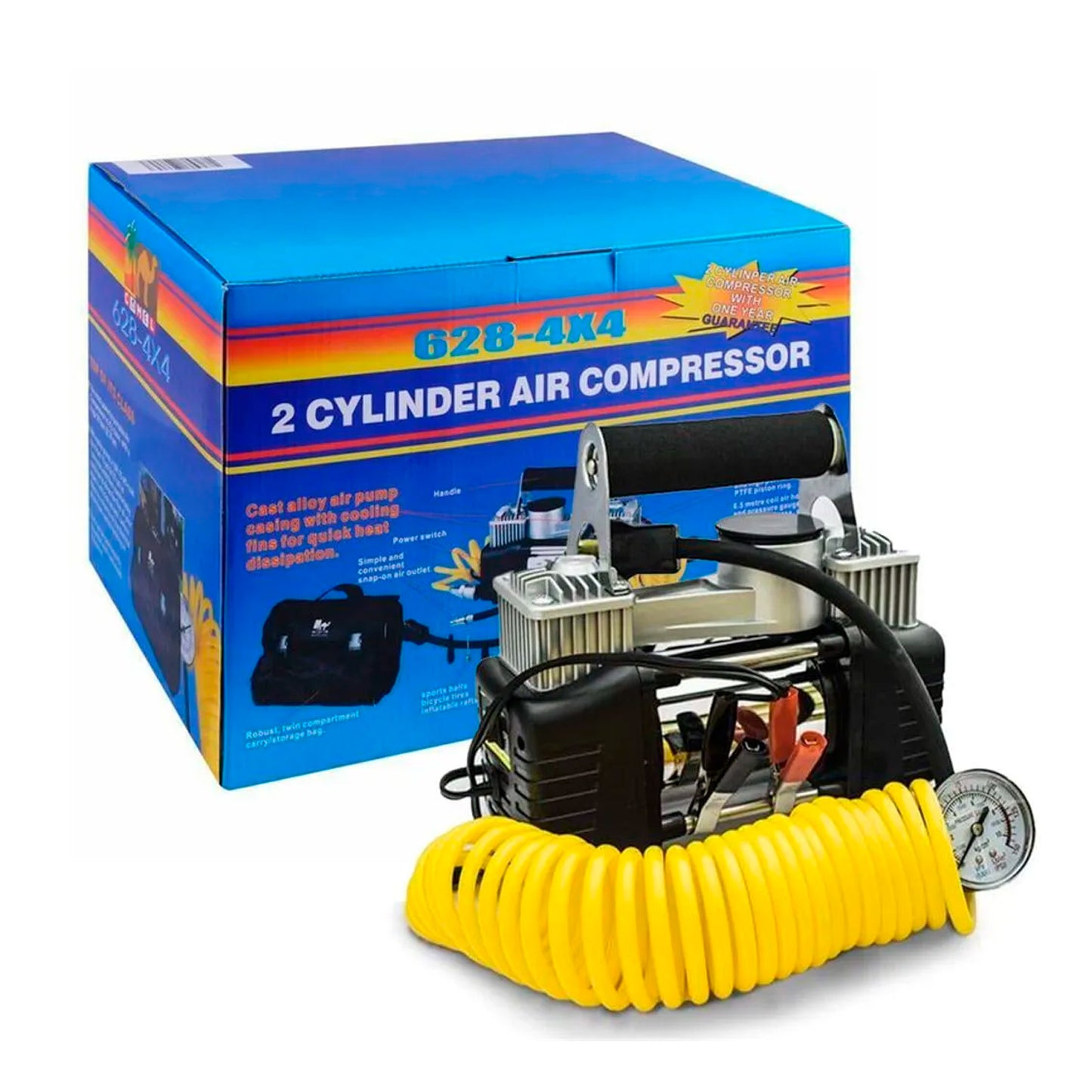 Compresor de Aire Doble Pistón 12V – Potente, Rápido y Portátil