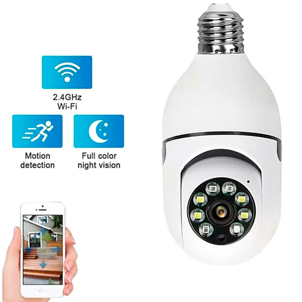 🔒 Cámara Bombillo WiFi 360° — Seguridad inteligente para tu hogar