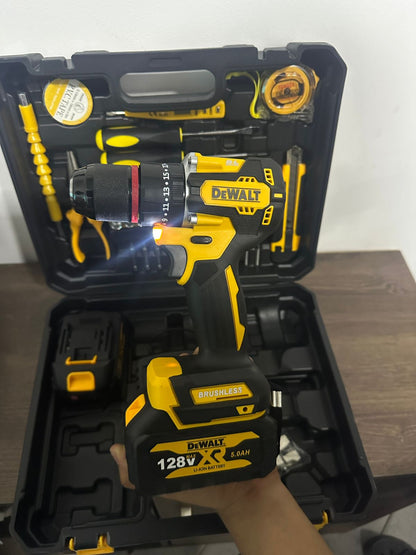 Taladro Percutor InaláMbrico 1/2” Brushless 128v + Kit Completo 36 Piezas