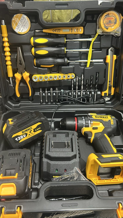 Taladro Percutor InaláMbrico 1/2” Brushless 128v + Kit Completo 36 Piezas