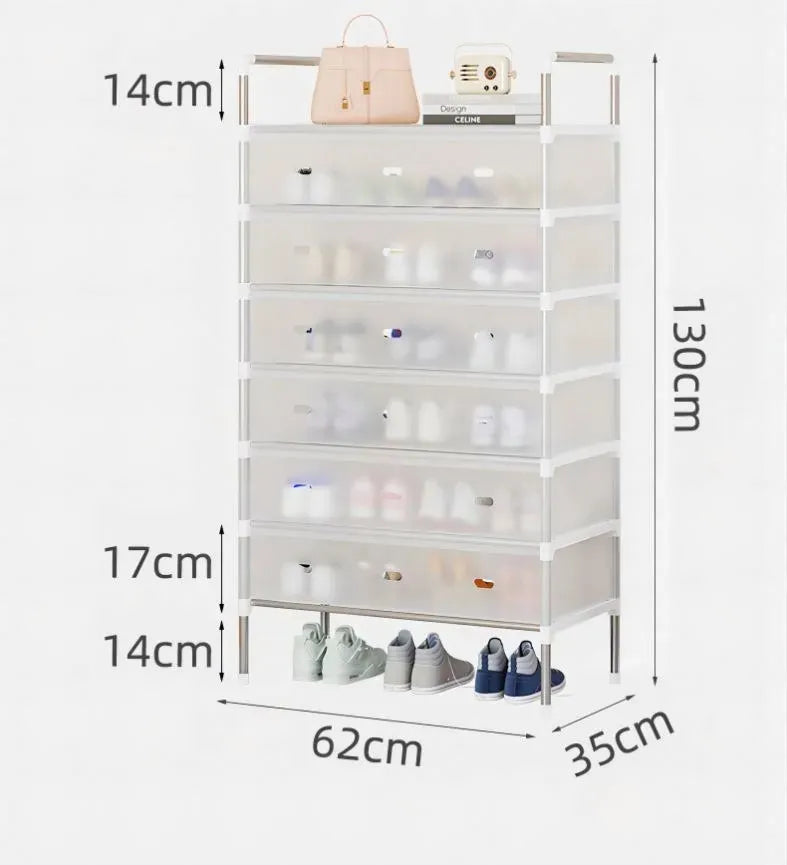 zapatero de 6 niveles antipolvo con tapa ideal para mantener tu hogar con estilo