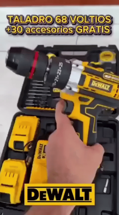 💥 OFERTA TALADRO Dewalt Mandril Metálico de Media INALAMBRICO 68V + 34 ACCESORIO INCLUIDOS