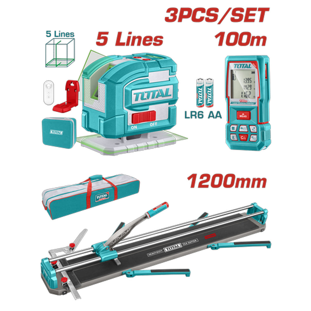 Kit Cortabaldoza de 1200mm mas Nivel de 5 lineas y medidor de distancia Marca TOTAL
