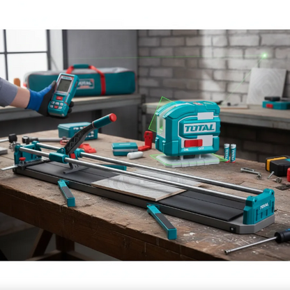 Kit Cortabaldoza de 1200mm mas Nivel de 5 lineas y medidor de distancia Marca TOTAL