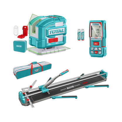 Kit Cortabaldoza de 1200mm mas Nivel de 5 lineas y medidor de distancia Marca TOTAL