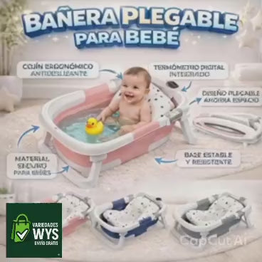 Bañera De Bebe Plegable Con Termometro
