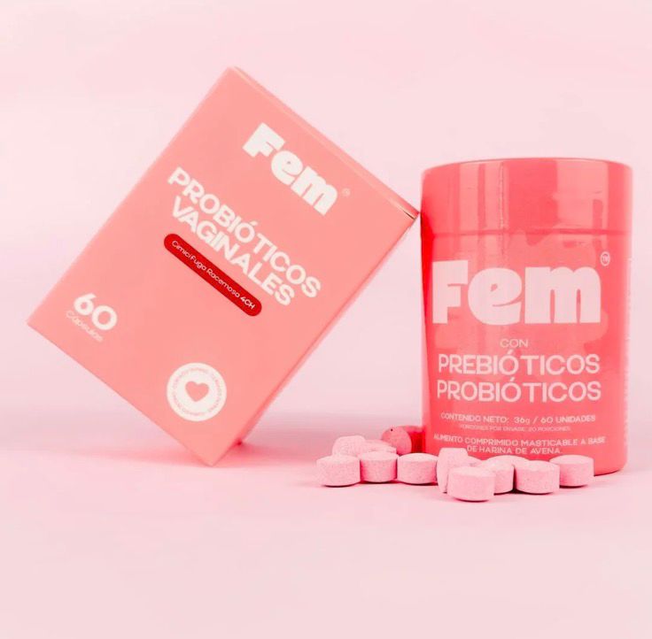 FEM PREBIOTICOS Y PROBIOTICOS VAGINALES  X60 PASTILLAS MASTICABLES ORIGINAL CON REGISTRO INVIMA
